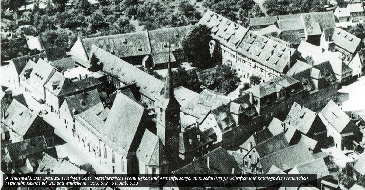 Luftbild des Heilig-Geist-Spitals in Bad Windsheim vor 1968