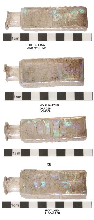 Die in Nürnberg gefundene Flasche „Macassar Oil“, hergestellt bis 1855
