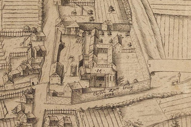 Das Heilig Grab Kloster 1602 (Ausschnitt aus dem „Zweidlerplan“, Staatsbibliothek Bamberg, Signatur: V B 22/1-4)