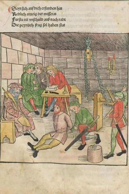 „Peinliche Befragung“ (Folter) aus der Bambergischen Halsgerichtsordnung