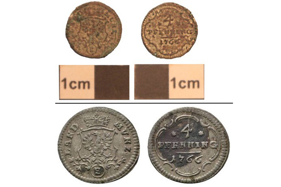 4-Pfennig-Münze aus der Schwabacher Münzprägestätte von 1766