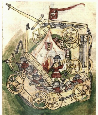 Wagenburg der Hussiten, Darstellung des 15. Jahrhundert